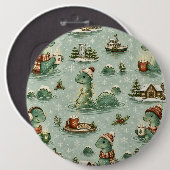 Weihnachts-Nessie Loch Ness Monster Cozy Kryptiden Button (Vorne & Hinten)