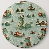 Weihnachts-Nessie Loch Ness Monster Cozy Kryptiden Button (Vorderseite)