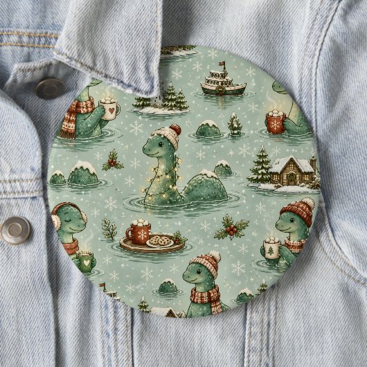 Weihnachts-Nessie Loch Ness Monster Cozy Kryptiden Button (Beispiel)