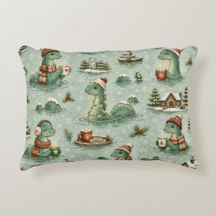Weihnachts-Nessie Loch Ness Monster Cozy Kryptiden Dekokissen