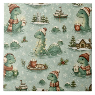 Weihnachts-Nessie Loch Ness Monster Cozy Kryptiden Fliese