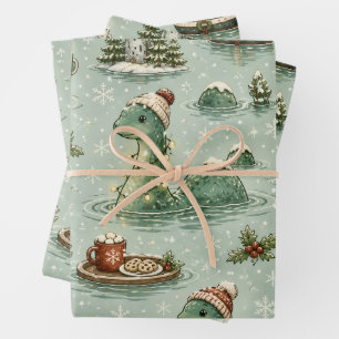 Weihnachts-Nessie Loch Ness Monster Cozy Kryptiden Geschenkpapier Set