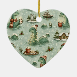Weihnachts-Nessie Loch Ness Monster Cozy Kryptiden Keramik Ornament