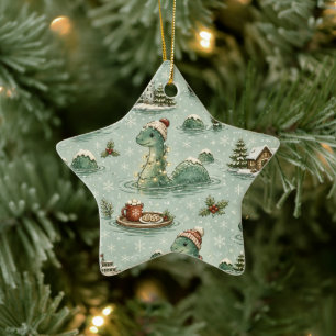 Weihnachts-Nessie Loch Ness Monster Cozy Kryptiden Keramik Ornament