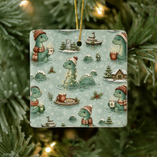 Weihnachts-Nessie Loch Ness Monster Cozy Kryptiden Keramikornament