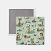 Weihnachts-Nessie Loch Ness Monster Cozy Kryptiden Magnet (Vorderseite/Rückseite)