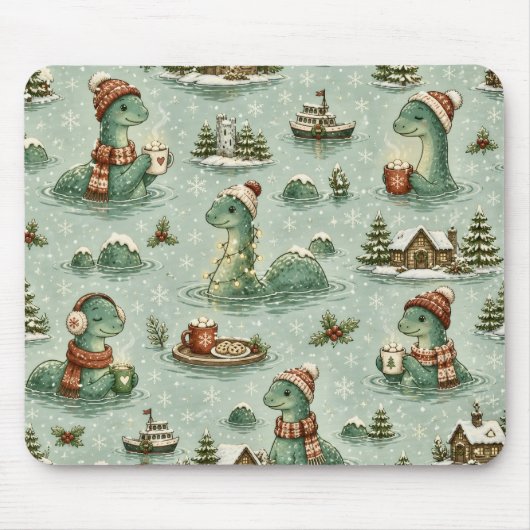 Weihnachts-Nessie Loch Ness Monster Cozy Kryptiden Mousepad (Vorne)