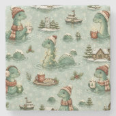Weihnachts-Nessie Loch Ness Monster Cozy Kryptiden Steinuntersetzer (Vorderseite)