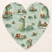 Weihnachts-Nessie Loch Ness Monster Cozy Kryptiden Untersetzer (Vorderseite)