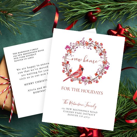 Weihnachts neue Zuhause für bewegte Feiertage Ankündigungspostkarte