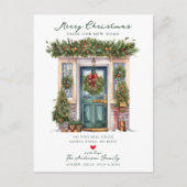 Weihnachts neue Zuhause Moving Ankündigungspostkarte (Vorderseite)