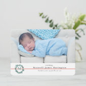 Weihnachts-Neugeborenes-Foto Geburtsankündigung Ankündigung (Stehend Vorderseite)