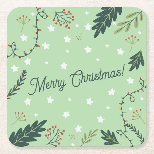 Weihnachts-Neujahr-Abendessen Salat Grün Untersetz Rechteckiger Pappuntersetzer (Vorderseite)