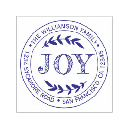 Weihnachts-Neujahr-Familie Runde Rücksendeadresse Permastempel