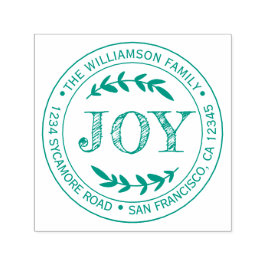 Weihnachts-Neujahr-Familie Runde Rücksendeadresse Permastempel