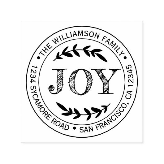 Weihnachts-Neujahr-Familie Runde Rücksendeadresse Permastempel (Design)