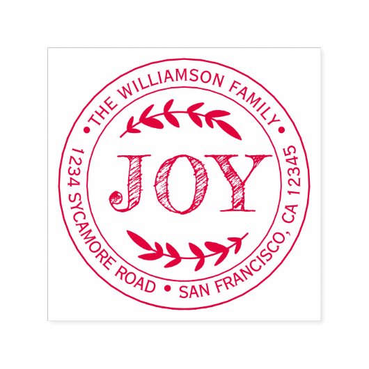 Weihnachts-Neujahr-Familie Runde Rücksendeadresse Permastempel (Design)