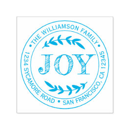 Weihnachts-Neujahr-Familie Runde Rücksendeadresse Permastempel