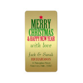 Weihnachts-Neujahr wünscht gegossene goldene Gesch Adressaufkleber (Vorne)