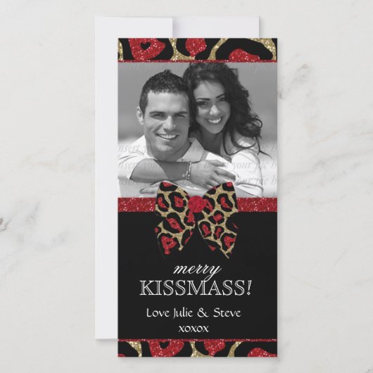 Weihnachts-Neujahrsfest Leopard Glitzer Foto Feiertagskarte (Vorderseite)