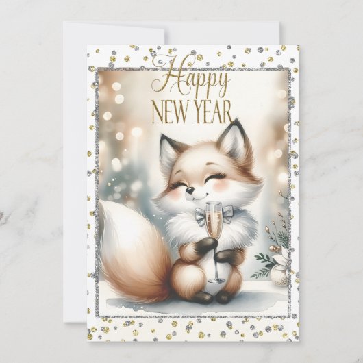 Weihnachts-Neujahrsfox Einladung Custom Front Bc (Vorderseite)