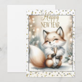 Weihnachts-Neujahrsfox Einladung Custom Front Bc (Vorne/Hinten)