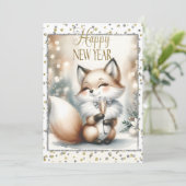 Weihnachts-Neujahrsfox Einladung Custom Front Bc (Stehend Vorderseite)