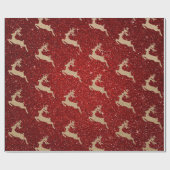 Weihnachts-Neujahrskarte Hirsche Roter Glitzer Geschenkpapier (Flach)