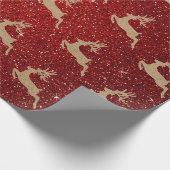 Weihnachts-Neujahrskarte Hirsche Roter Glitzer Geschenkpapier (Ecke)