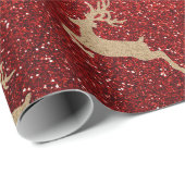 Weihnachts-Neujahrskarte Hirsche Roter Glitzer Geschenkpapier (Rolleneckpunkt)