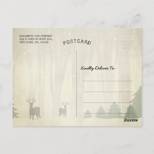 Weihnachts-Neujahrsparty Holly Wreath Snow Postkarte (Rückseite)