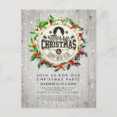 Weihnachts-Neujahrsparty Holly Wreath Snow Postkarte (Vorderseite)