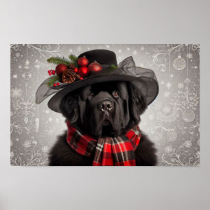 Weihnachts-Newfie-Dame-Feiertagsplakat Poster