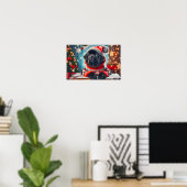 Weihnachts-Newfie-Welpe Poster (Heimbüro)