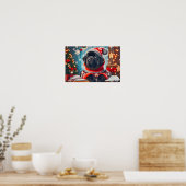 Weihnachts-Newfie-Welpe Poster (Küche)
