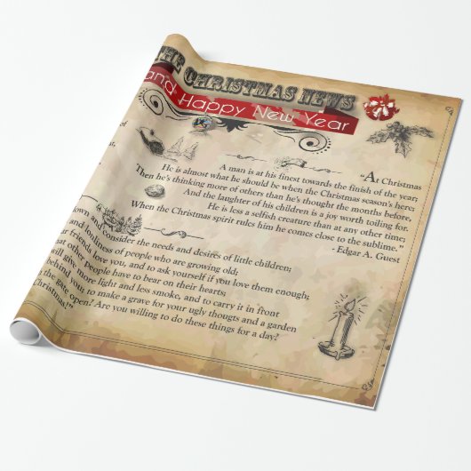 Weihnachts-News Glossy Wrapping Paper, 30" x 6' Geschenkpapier (Ungerollt)