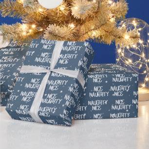 Weihnachts-NICE-NAUGHTY-Text auf den Sternen Geschenkpapier