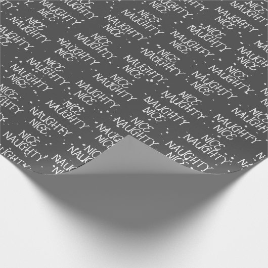 Weihnachts NICE NAUGHTY Text auf Grau Geschenkpapier (Ecke)
