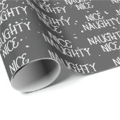 Weihnachts NICE NAUGHTY Text auf Grau Geschenkpapier (Rolleneckpunkt)
