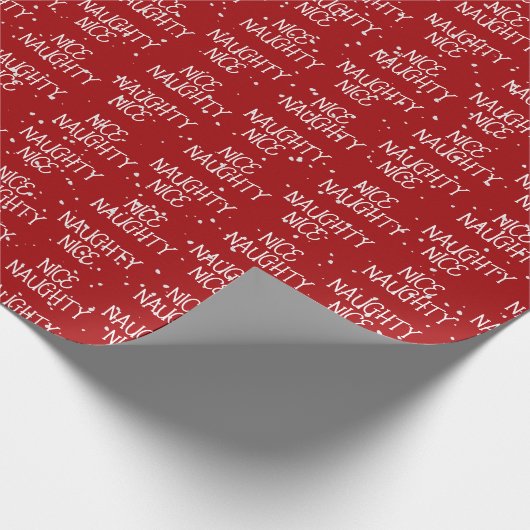 Weihnachts-NICE NAUGHTY Text auf Rot Geschenkpapier (Ecke)