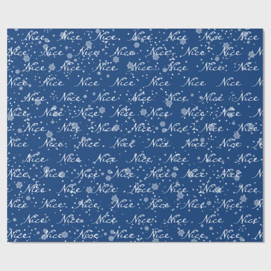 Weihnachts-NICE-Text in Schneeflocken Umschlagpapi Geschenkpapier (Flach)