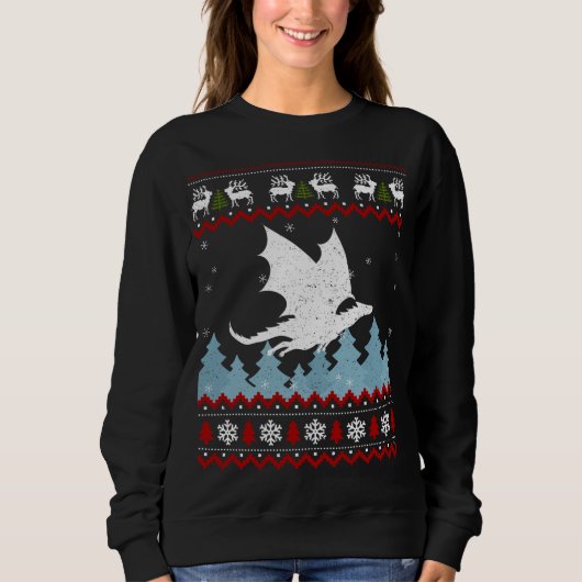 Weihnachts Niedlich Dragon Ugly Sweater Xmas Sweatshirt (Vorderseite)
