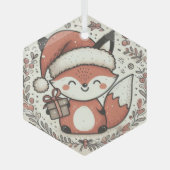 Weihnachts-Niedlich-Fox Ornament Aus Glas (Vorderseite)