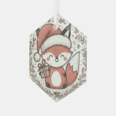 Weihnachts-Niedlich-Fox Ornament Aus Glas (Vorderseite Links)