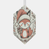Weihnachts-Niedlich-Fox Ornament Aus Glas (Vorderseite Rechts)