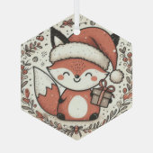 Weihnachts-Niedlich-Fox Ornament Aus Glas (Rückseite)