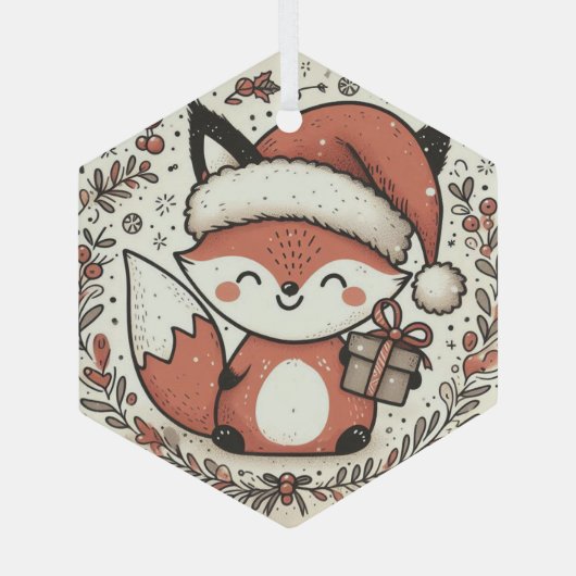 Weihnachts-Niedlich-Fox Ornament Aus Glas (Rückseite)