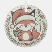 Weihnachts-Niedlich-Fox Ornament Aus Glas (Vorderseite)