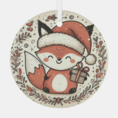 Weihnachts-Niedlich-Fox Ornament Aus Glas (Rückseite)