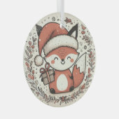 Weihnachts-Niedlich-Fox Ornament Aus Glas (Vorderseite Rechts)